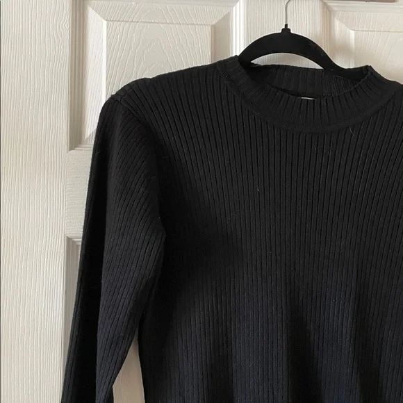 NWT apricot bodycon ribbed mock neck sweater dress with high slit - Picture 4 of 7